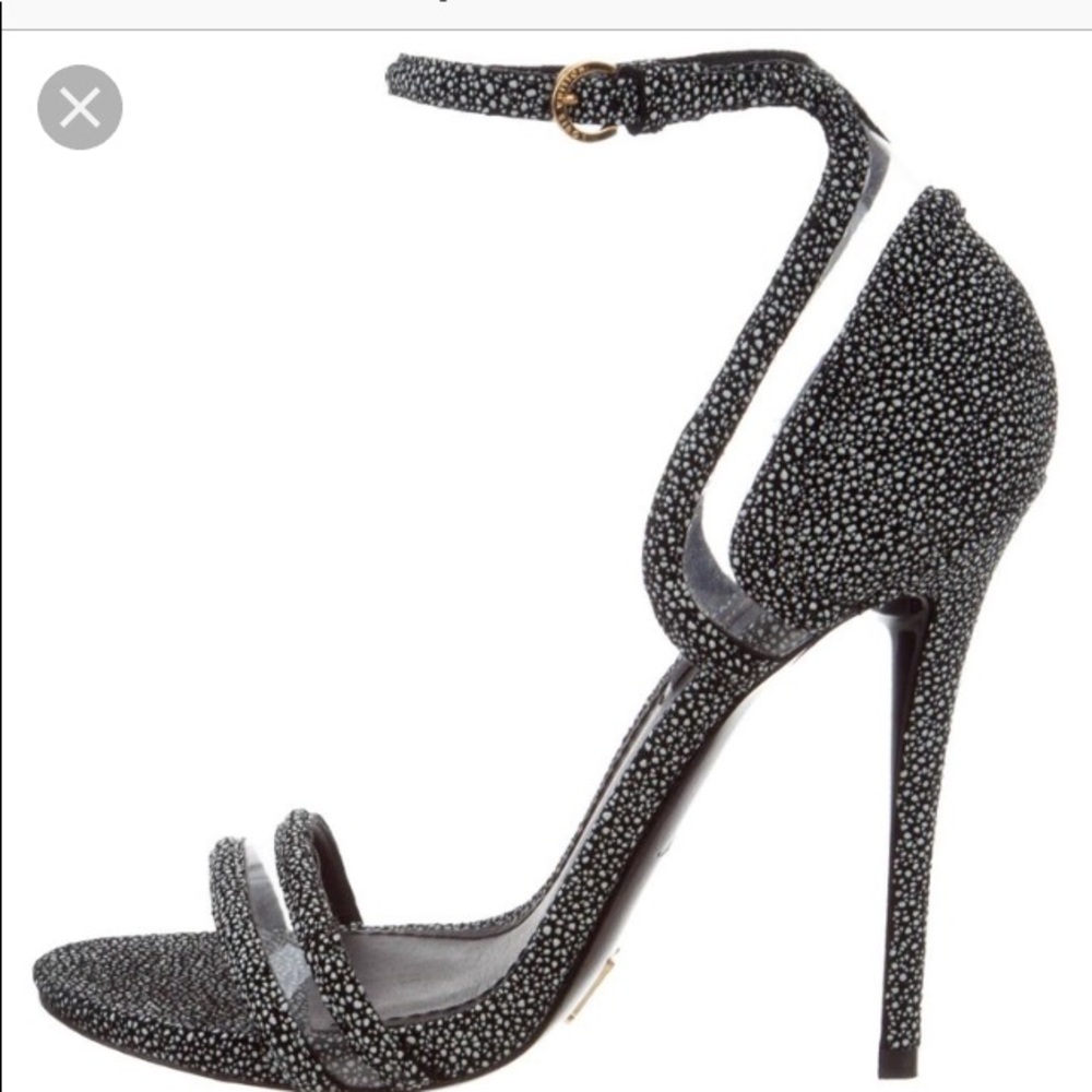 Louis Vuitton Black Speckle Suede Cut Out Sandals